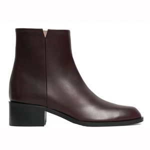 New Theory Italian Leather Slit Boot in Oxblood, Size 36